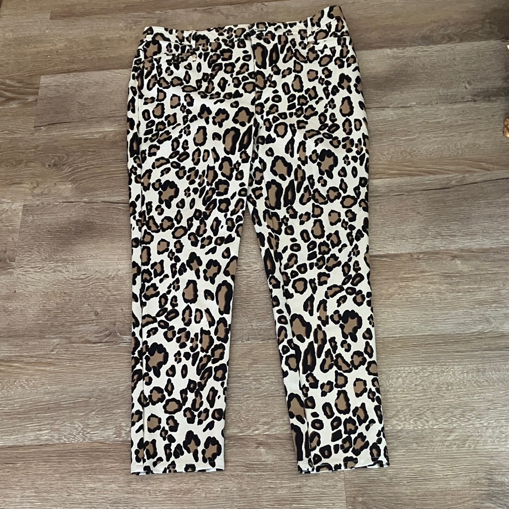 Chico's Wild Leopard Straight Leg Jeans - Black, Brown, Cream